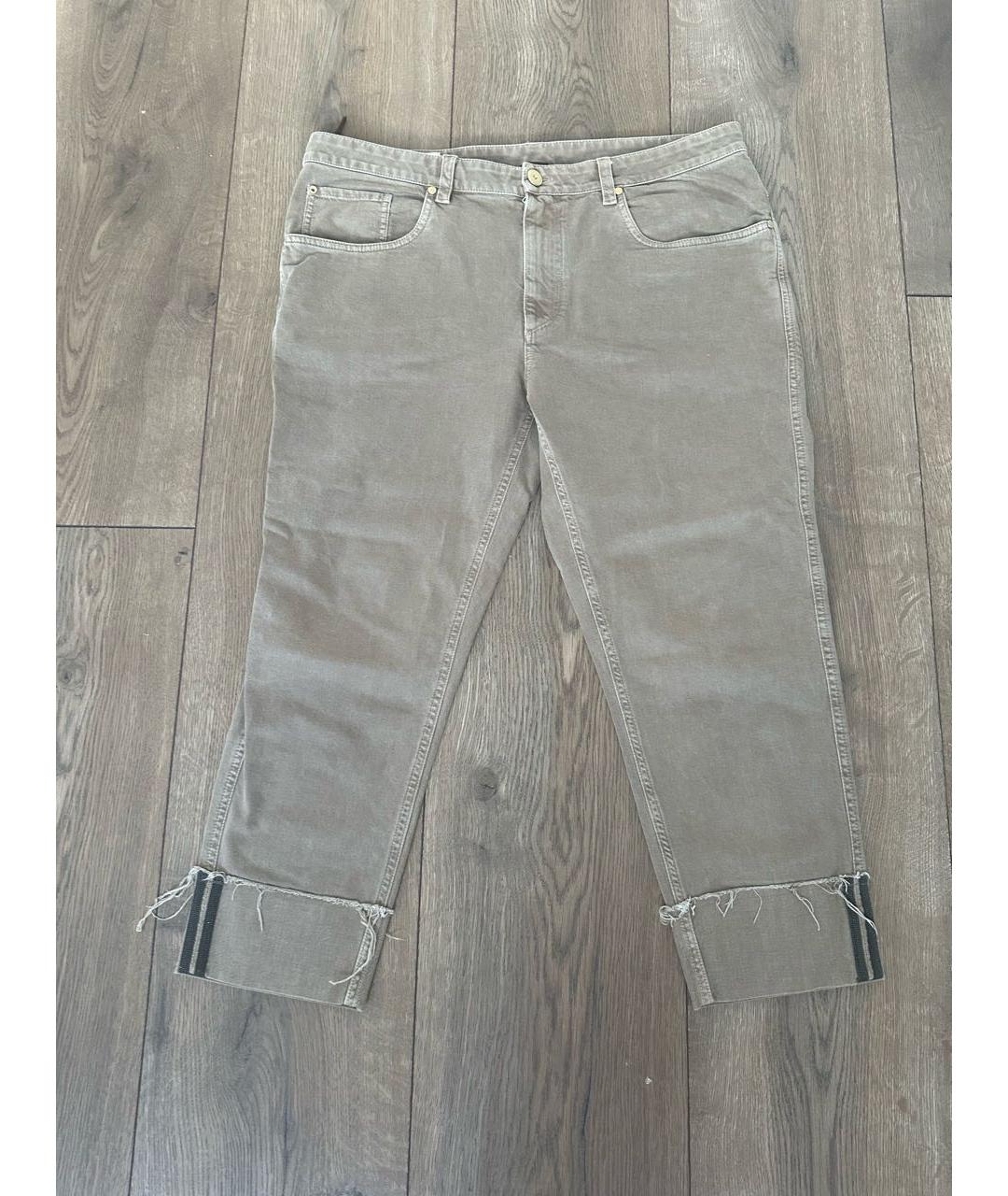 BRUNELLO CUCINELLI Бежевые хлопковые прямые джинсы, фото 2