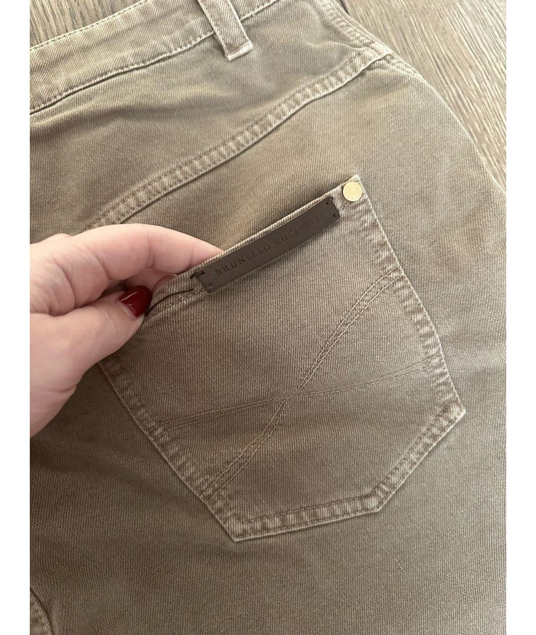 BRUNELLO CUCINELLI Бежевые хлопковые прямые джинсы, фото 6