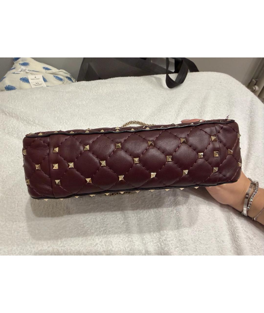 VALENTINO Бордовая кожаная сумка с короткими ручками, фото 6