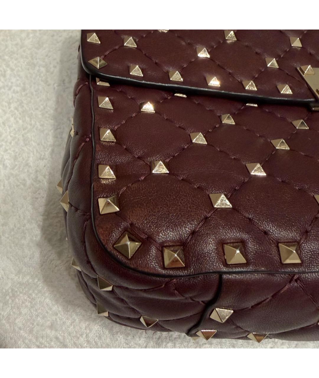 VALENTINO Бордовая кожаная сумка с короткими ручками, фото 8