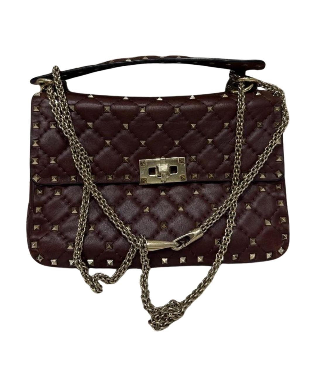 VALENTINO Бордовая кожаная сумка с короткими ручками, фото 1