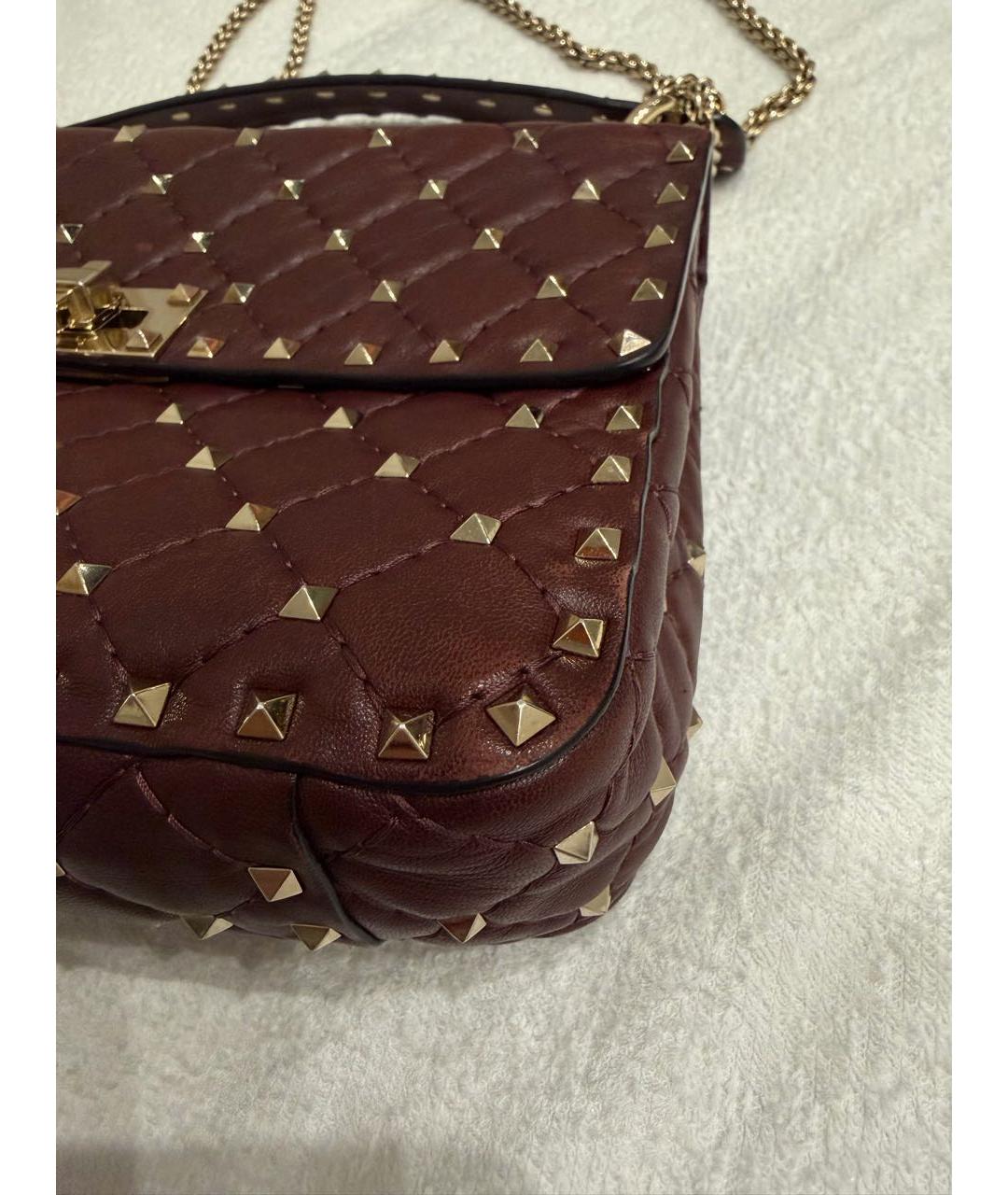 VALENTINO Бордовая кожаная сумка с короткими ручками, фото 7