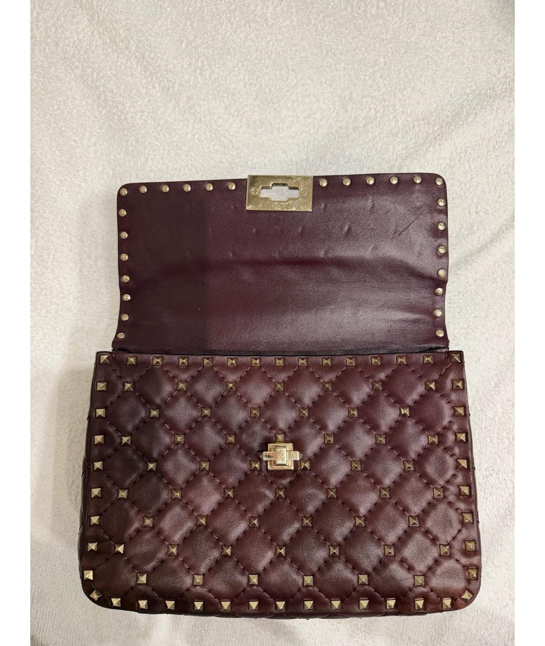 VALENTINO Бордовая кожаная сумка с короткими ручками, фото 5