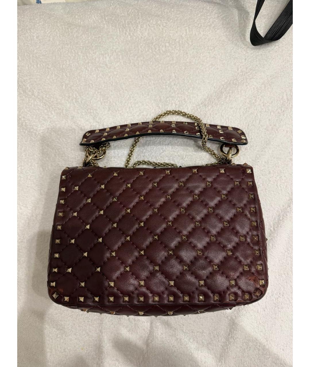 VALENTINO Бордовая кожаная сумка с короткими ручками, фото 3