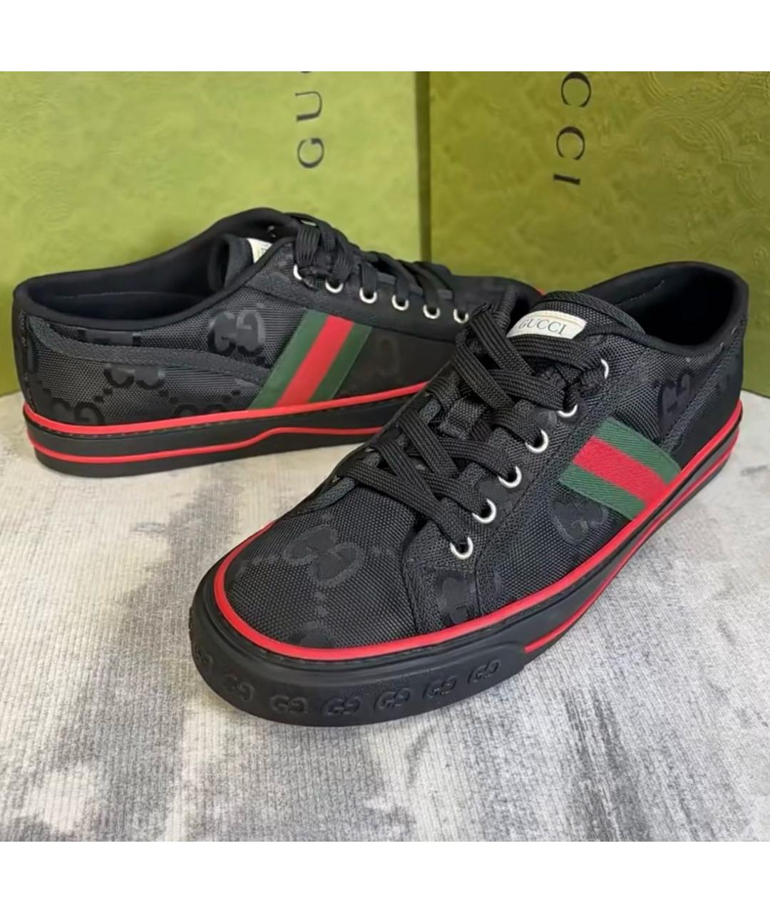 GUCCI Черные текстильные кеды, фото 5