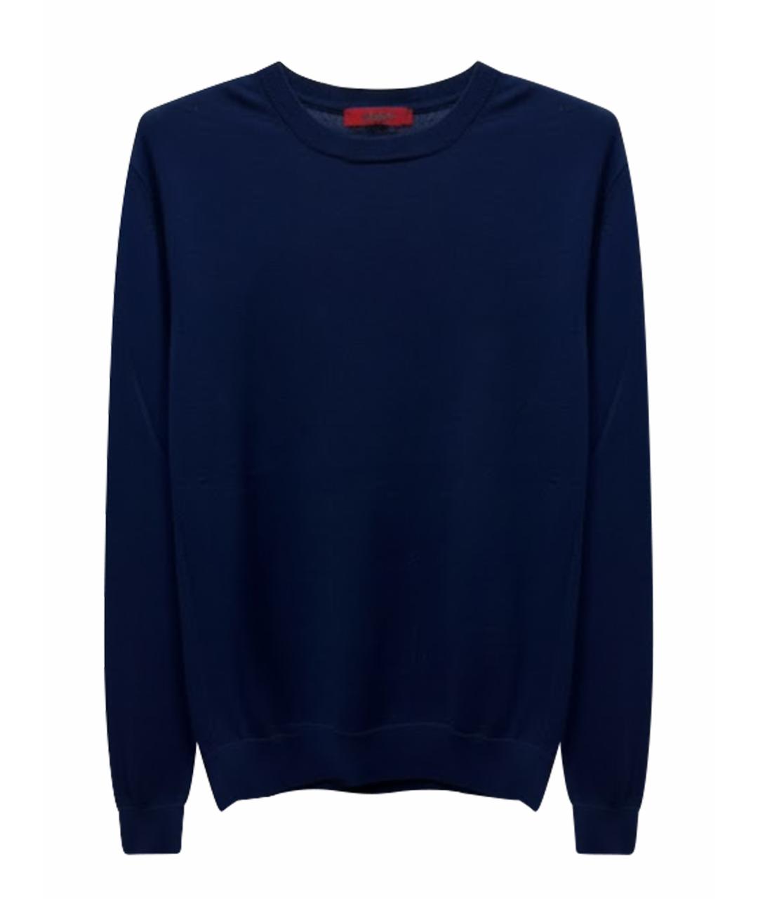 ISAIA Темно-синий шерстяной джемпер / свитер, фото 1