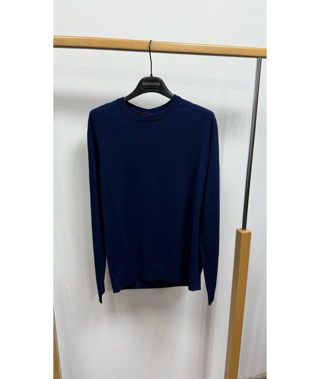 ISAIA Темно-синий шерстяной джемпер / свитер, фото 2