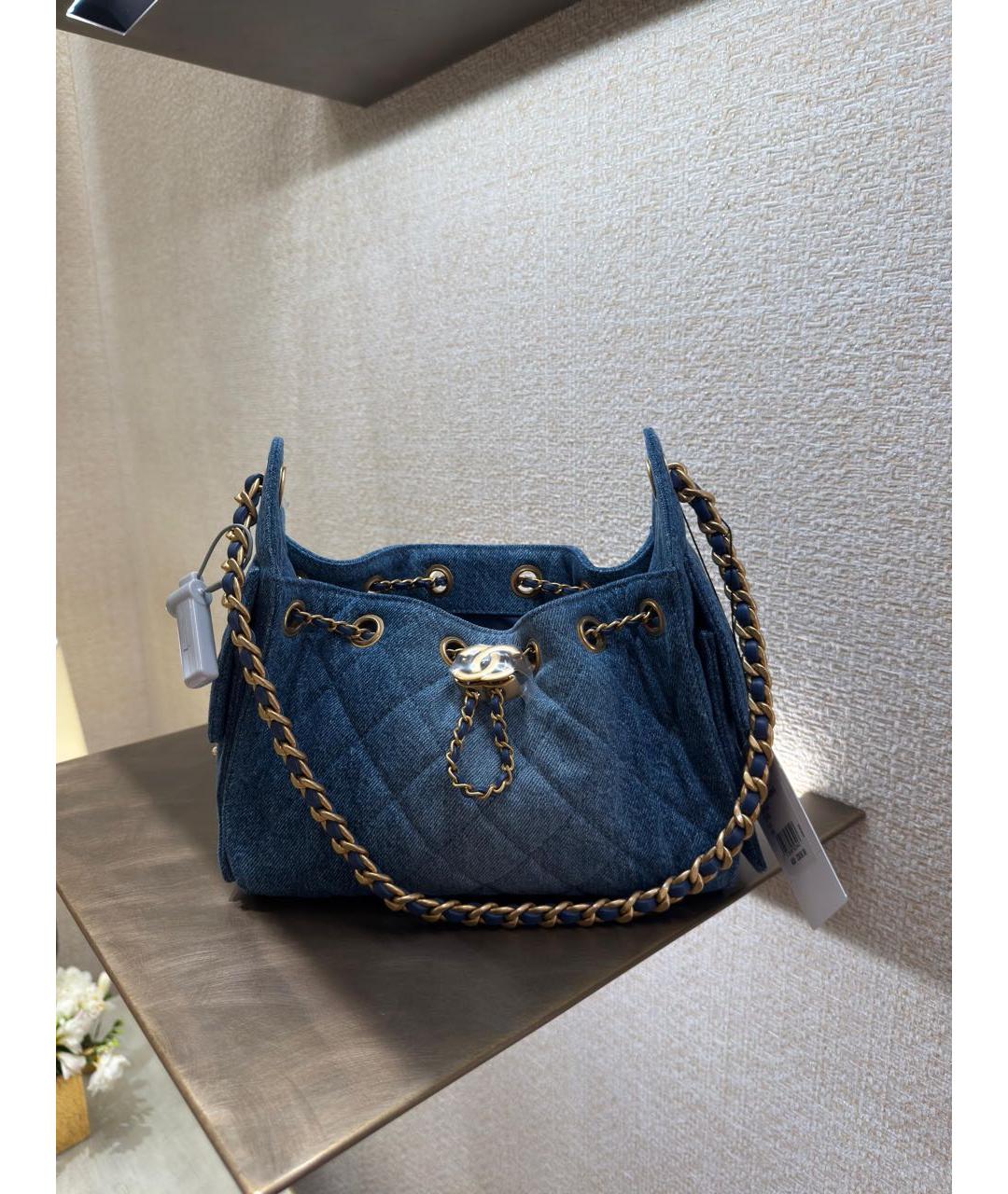 CHANEL Синяя деним сумка через плечо, фото 2