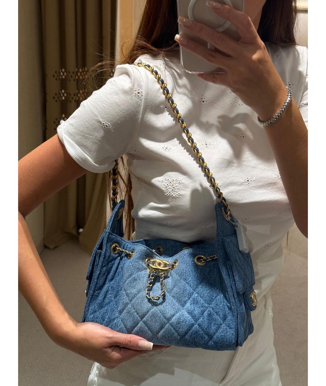CHANEL Синяя деним сумка через плечо, фото 3