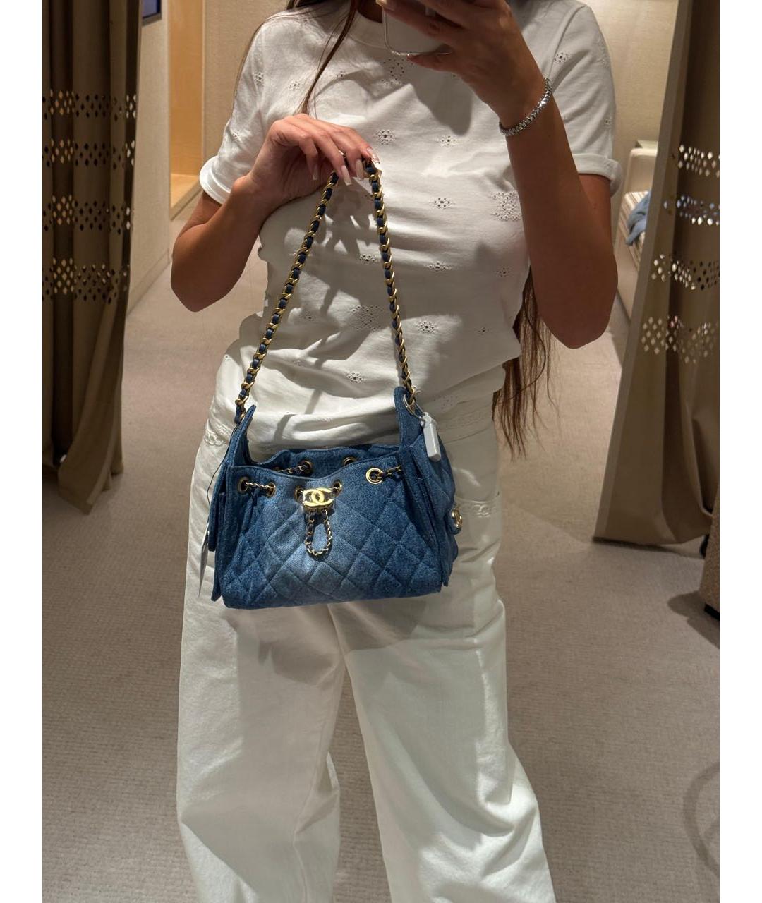 CHANEL Синяя деним сумка через плечо, фото 6