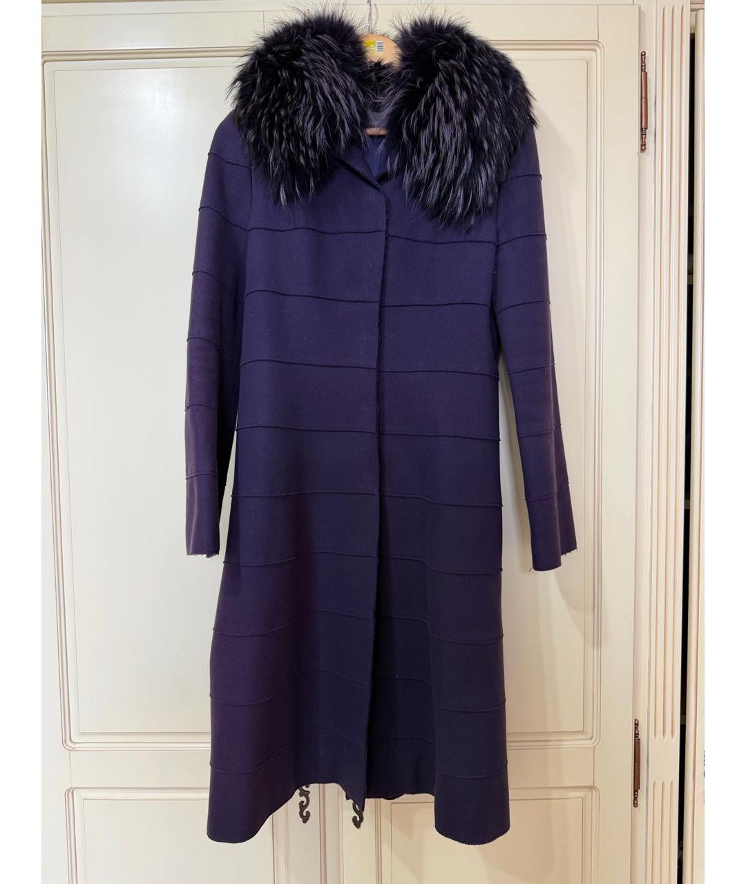 ALBERTA FERRETTI Фиолетовое шерстяное пальто, фото 6