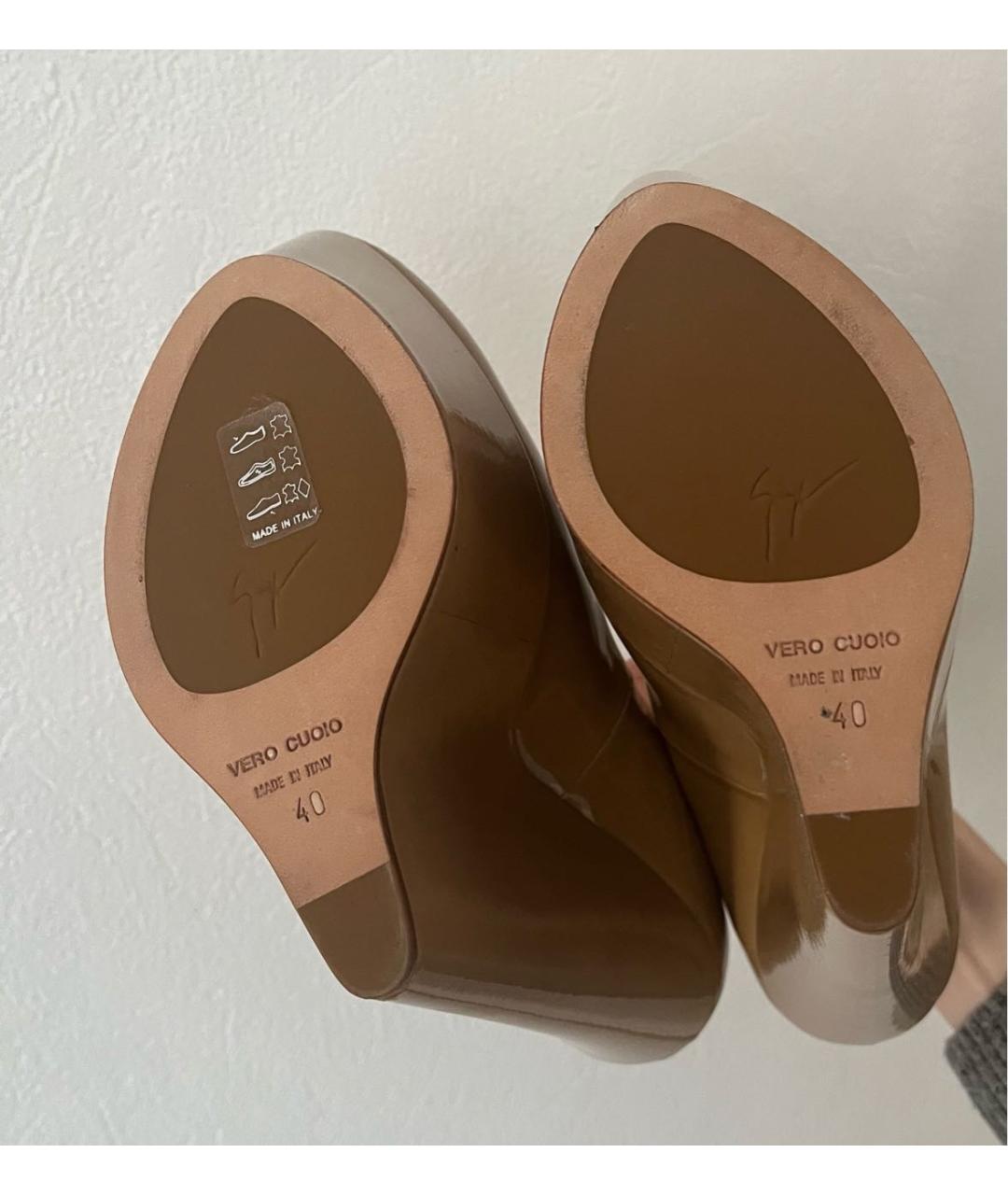 GIUSEPPE ZANOTTI DESIGN Бежевые туфли из лакированной кожи, фото 3