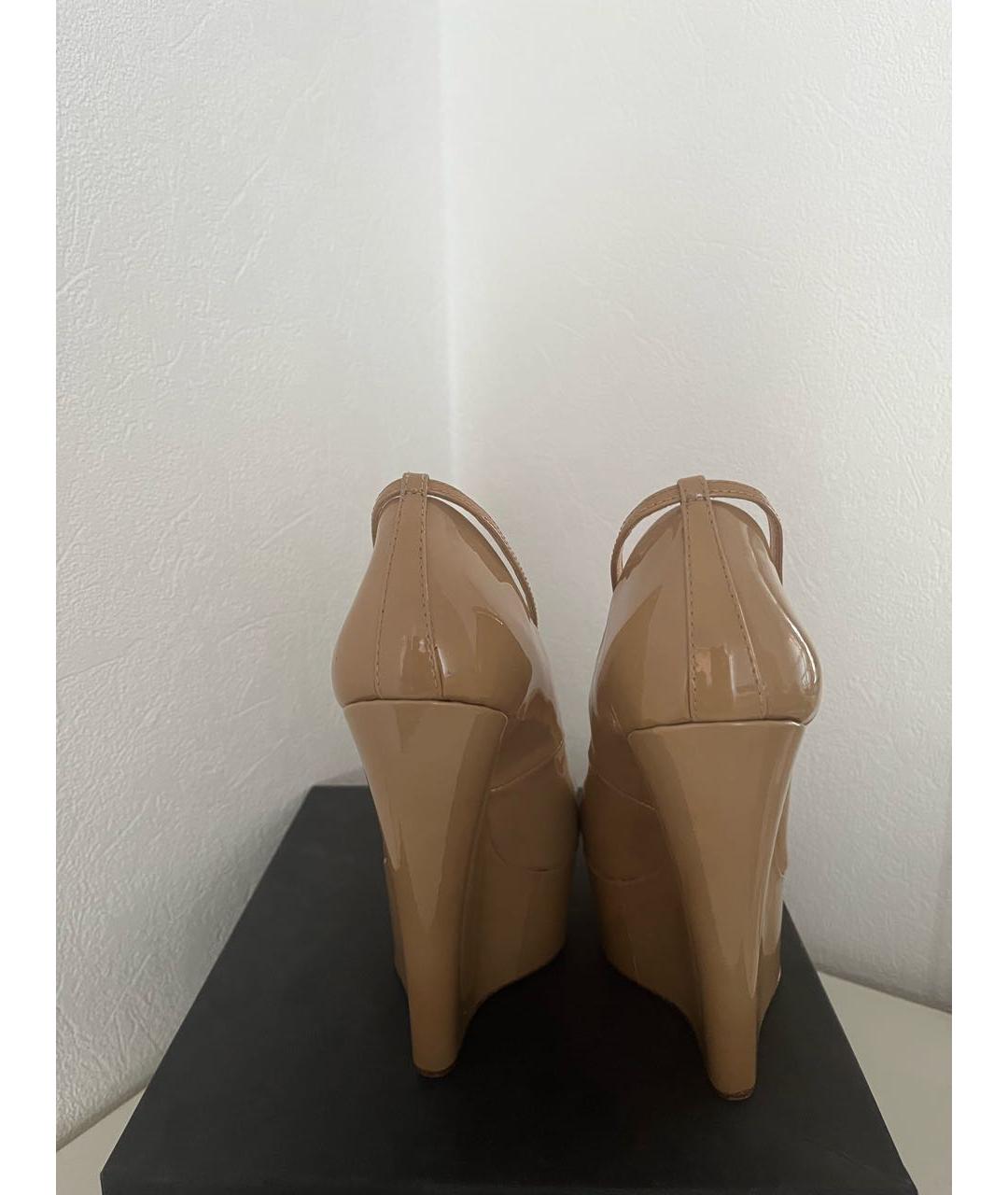 GIUSEPPE ZANOTTI DESIGN Бежевые туфли из лакированной кожи, фото 4