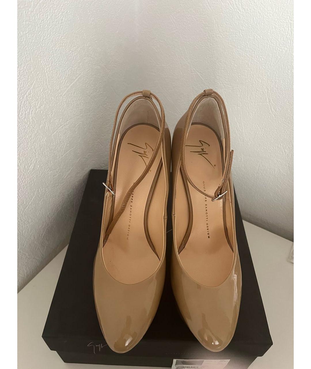 GIUSEPPE ZANOTTI DESIGN Бежевые туфли из лакированной кожи, фото 2