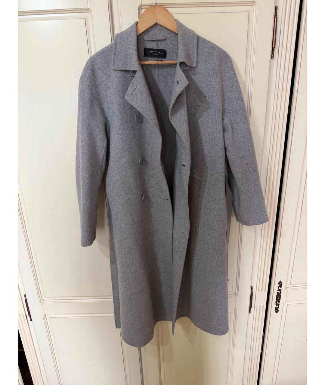 WEEKEND MAX MARA Серое шерстяное пальто, фото 4