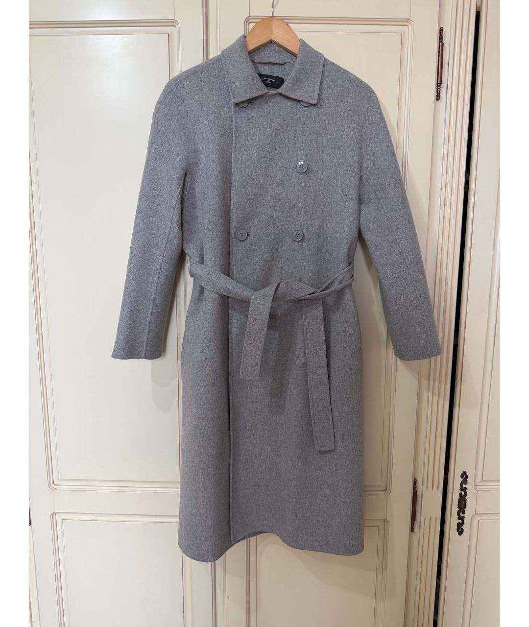 WEEKEND MAX MARA Серое шерстяное пальто, фото 6