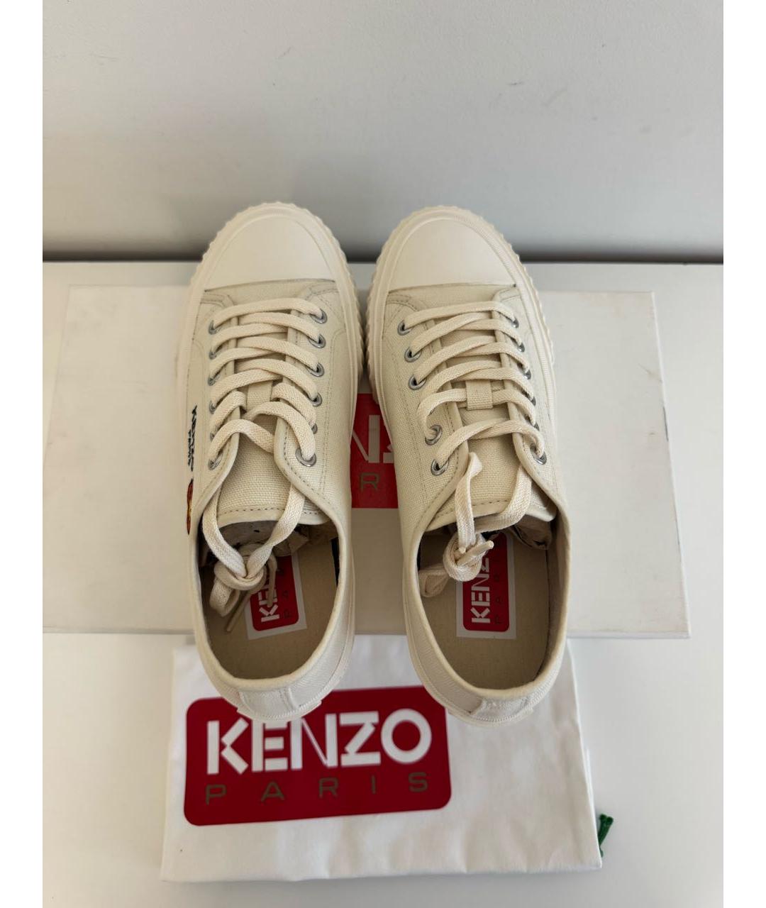 KENZO Белые текстильные кеды, фото 3