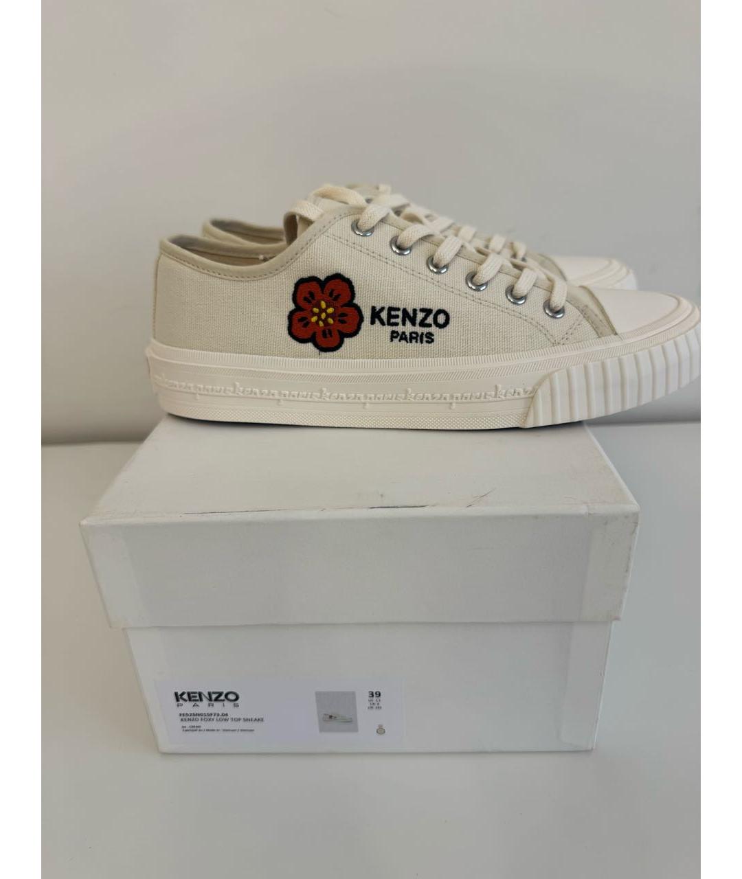 KENZO Белые текстильные кеды, фото 4