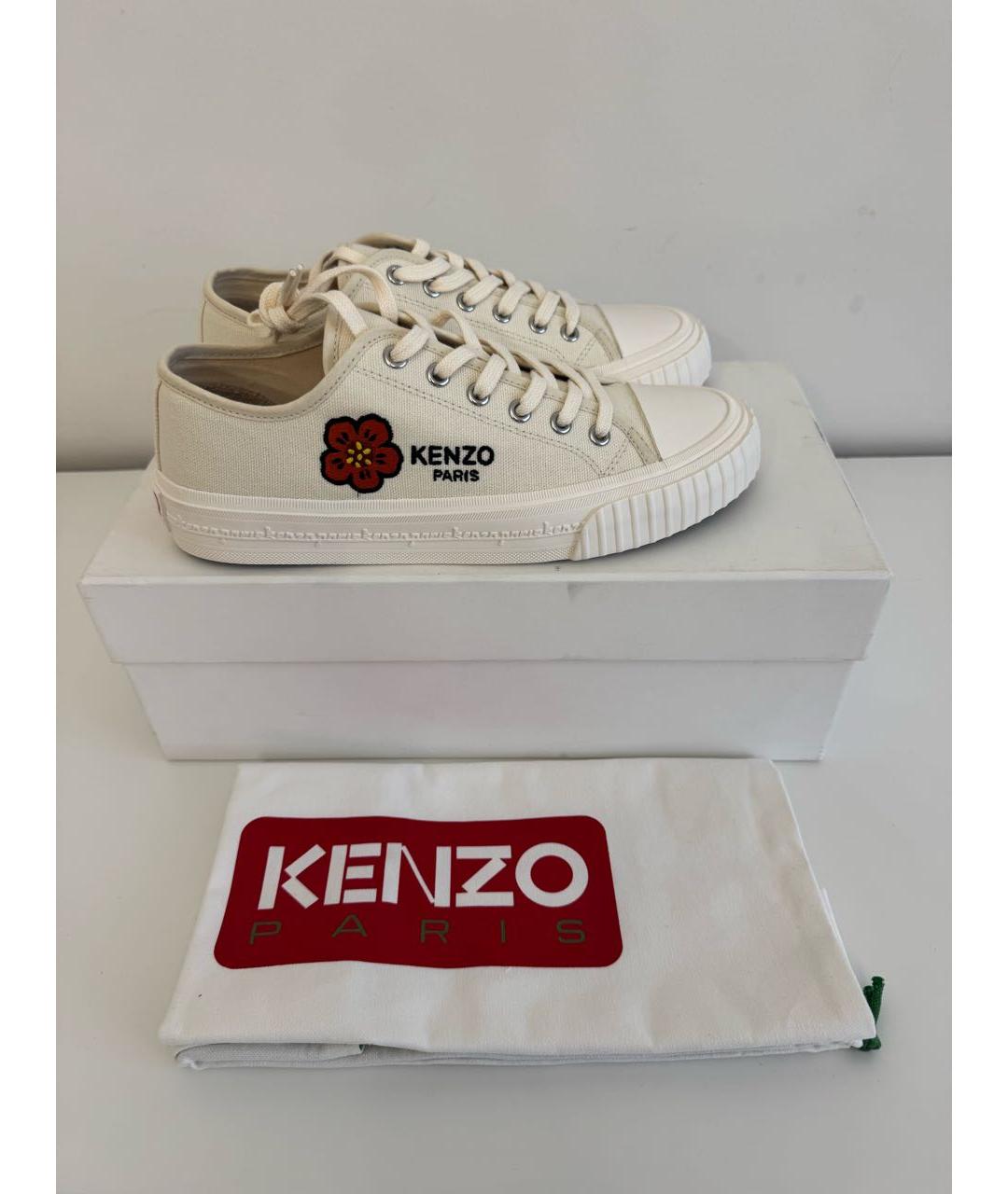 KENZO Белые текстильные кеды, фото 5