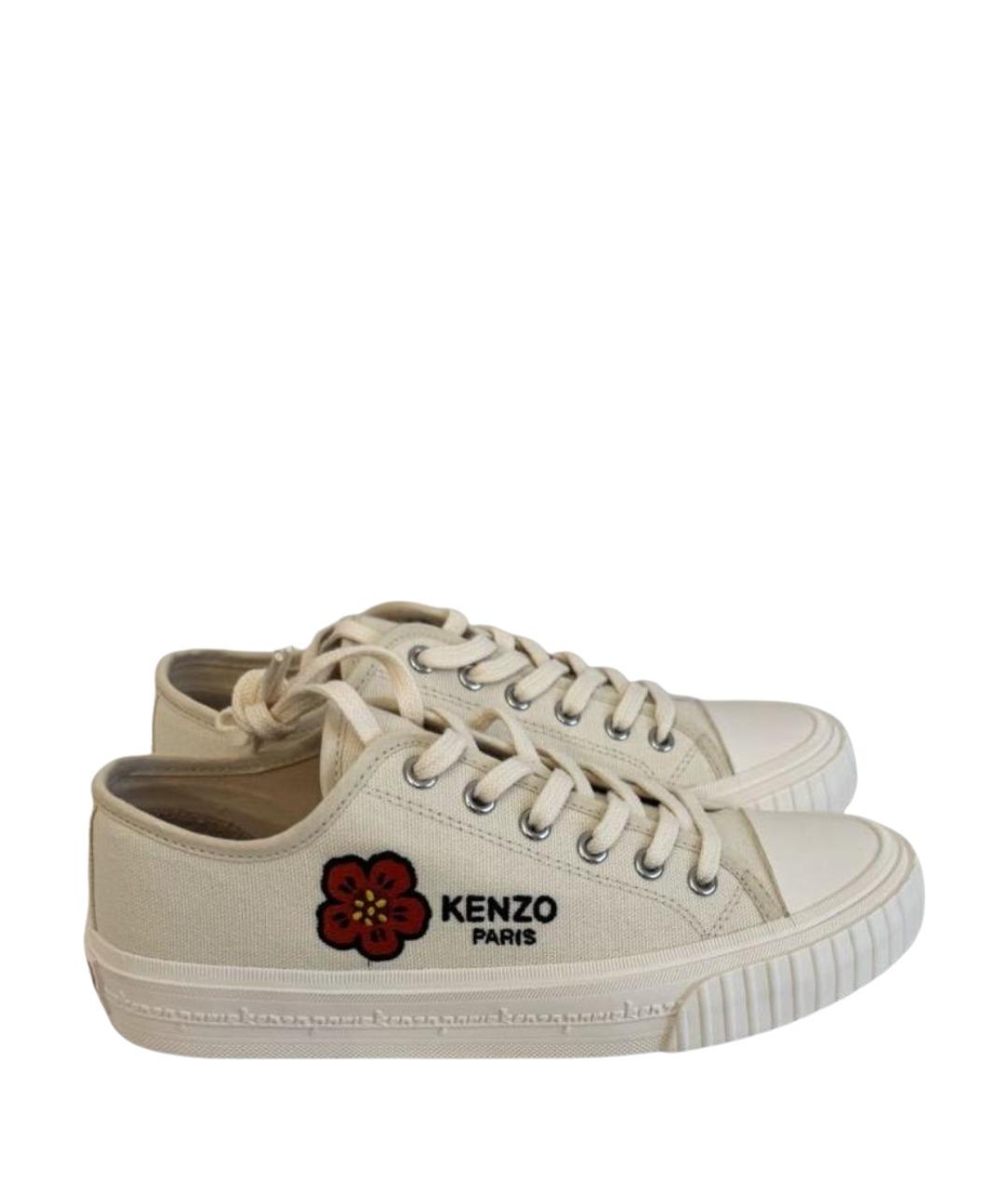 KENZO Белые текстильные кеды, фото 1
