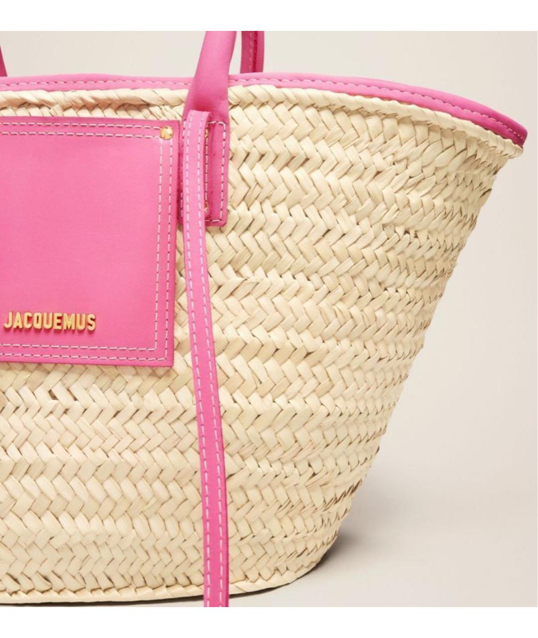JACQUEMUS Бежевая пелетеная пляжная сумка, фото 5