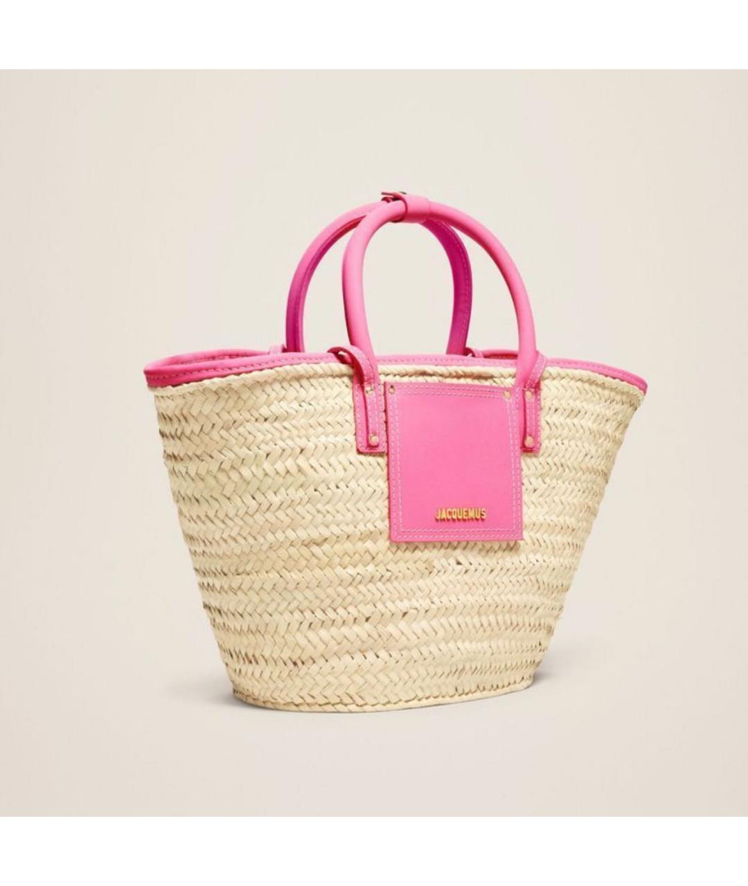 JACQUEMUS Бежевая пелетеная пляжная сумка, фото 3
