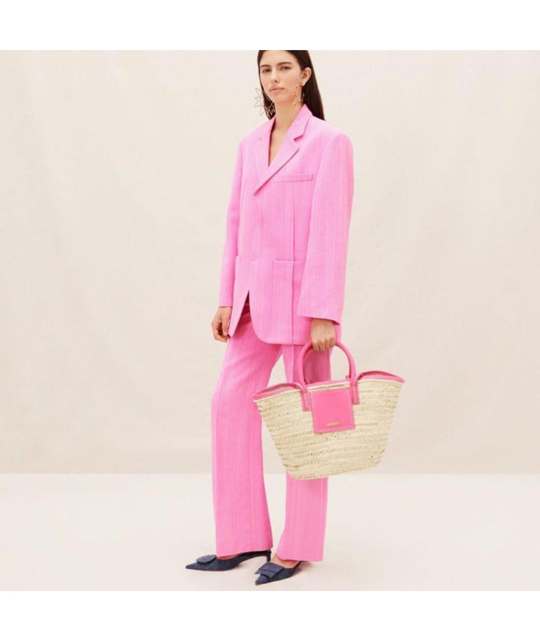 JACQUEMUS Бежевая пелетеная пляжная сумка, фото 7