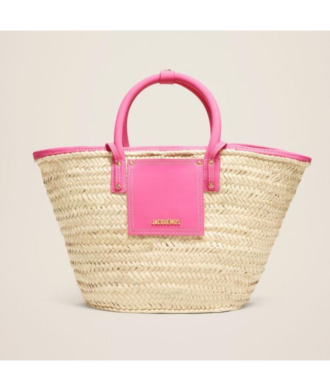 JACQUEMUS Бежевая пелетеная пляжная сумка, фото 9