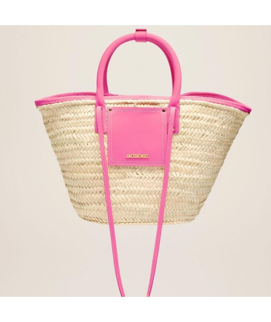 JACQUEMUS Бежевая пелетеная пляжная сумка, фото 2