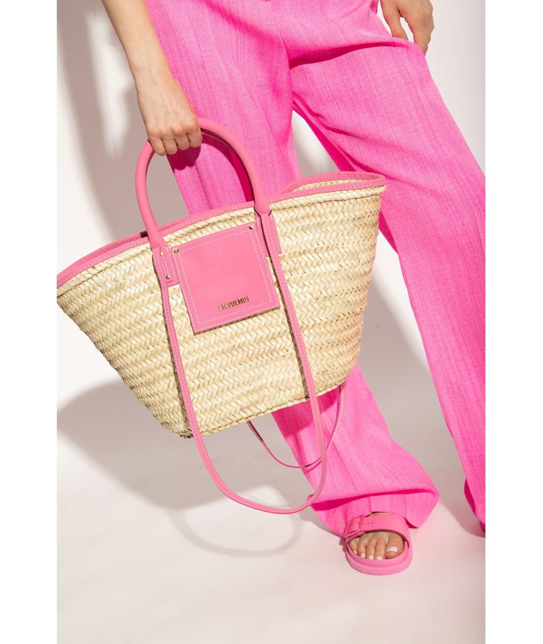JACQUEMUS Бежевая пелетеная пляжная сумка, фото 8