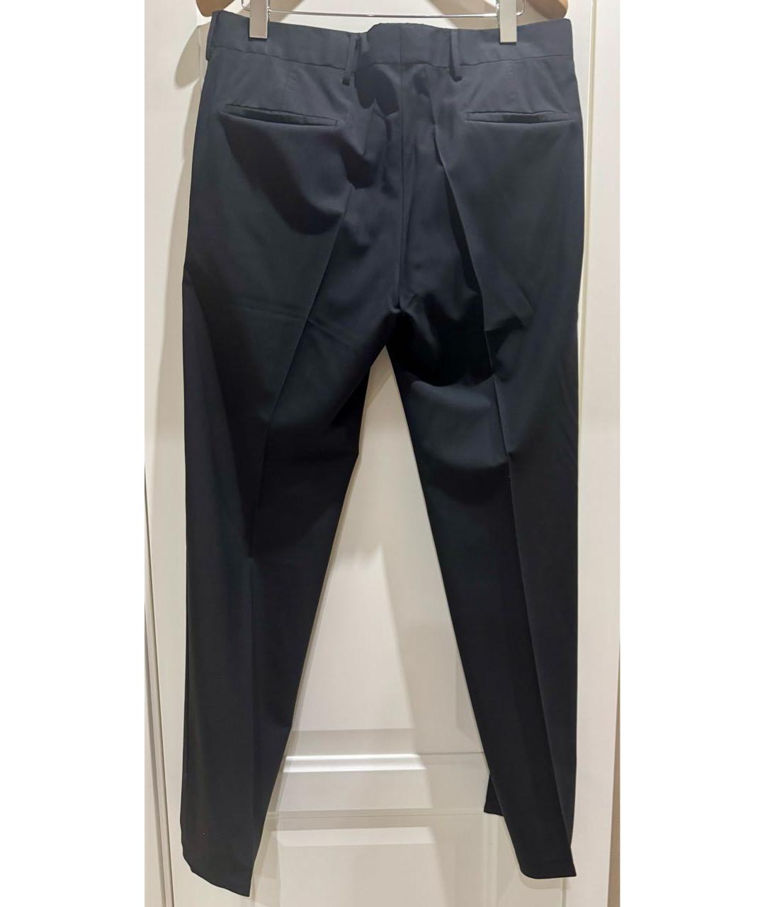 PRADA Темно-синие шерстяные классические брюки, фото 3