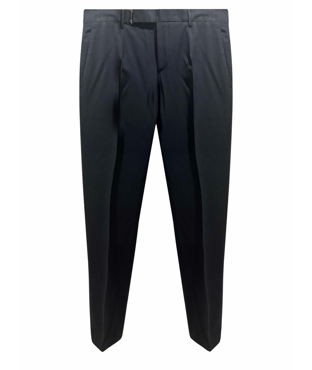 PRADA Темно-синие шерстяные классические брюки, фото 1
