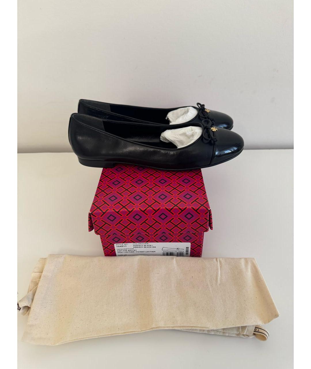 TORY BURCH Черные кожаные балетки, фото 5