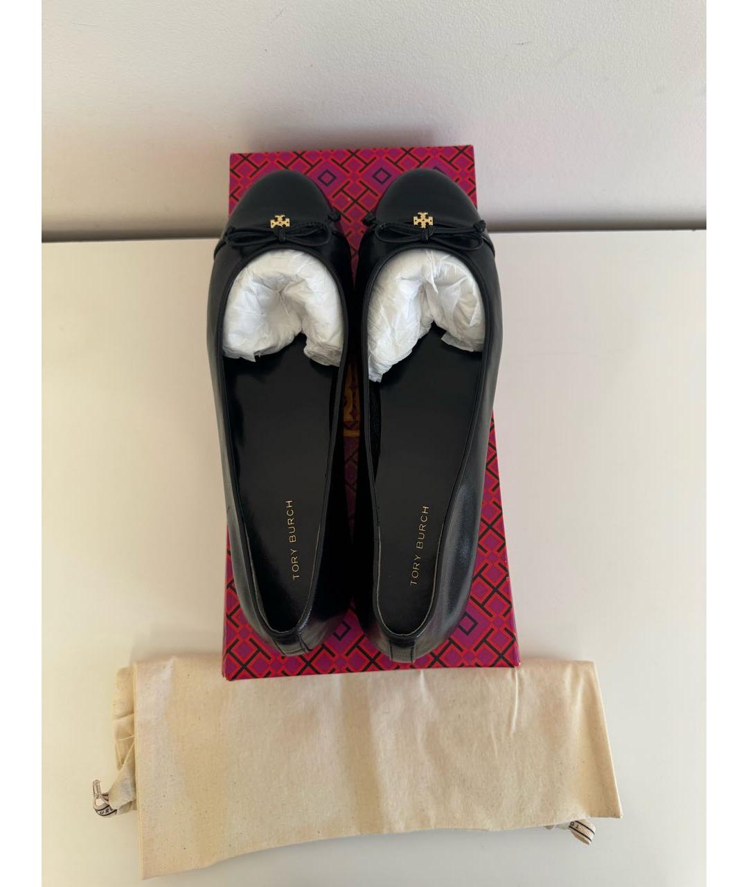 TORY BURCH Черные кожаные балетки, фото 3
