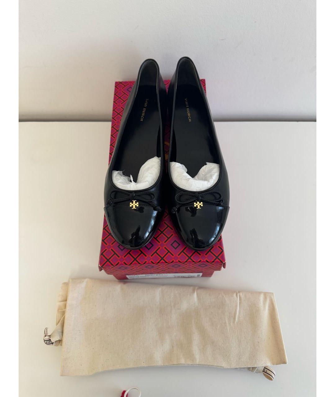 TORY BURCH Черные кожаные балетки, фото 2