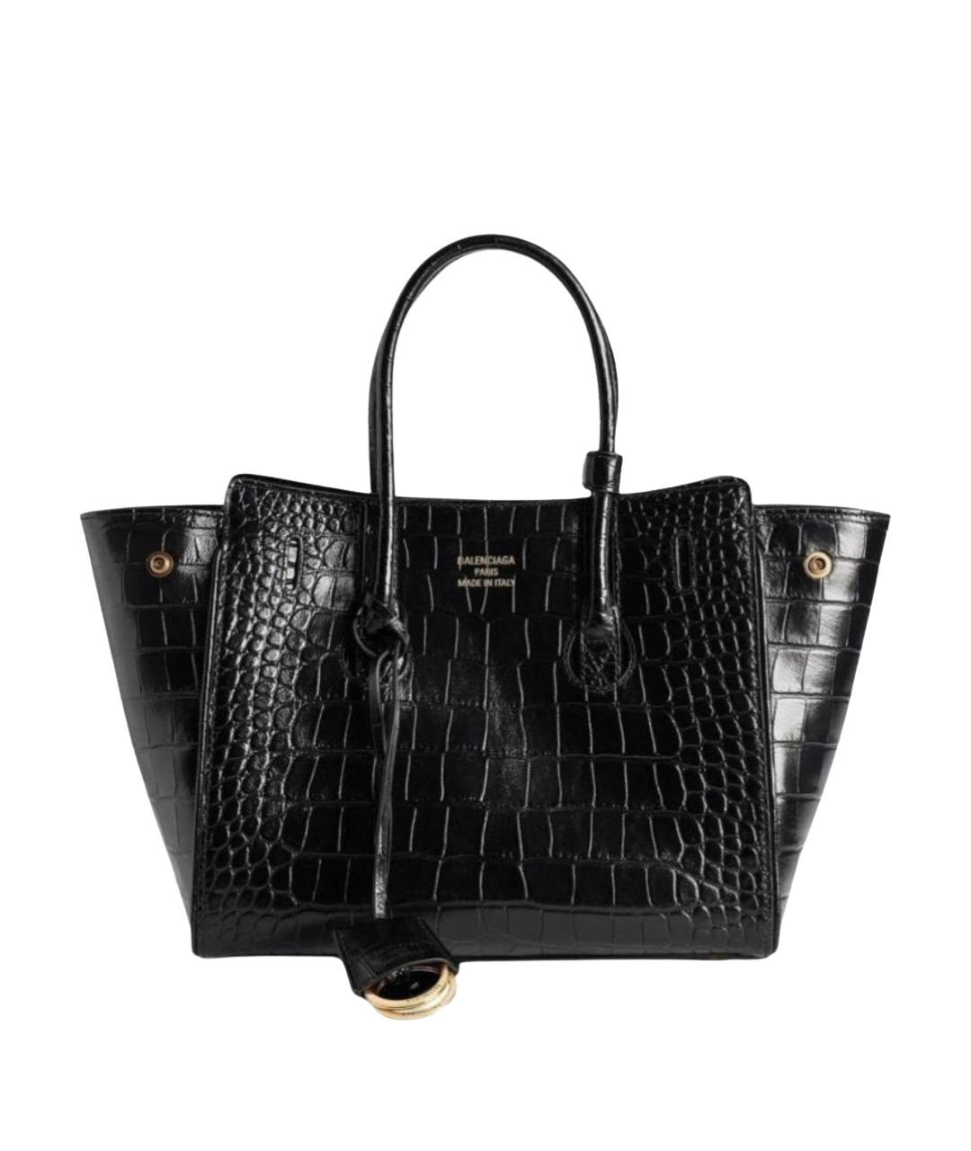 BALENCIAGA Черная кожаная сумка тоут, фото 1