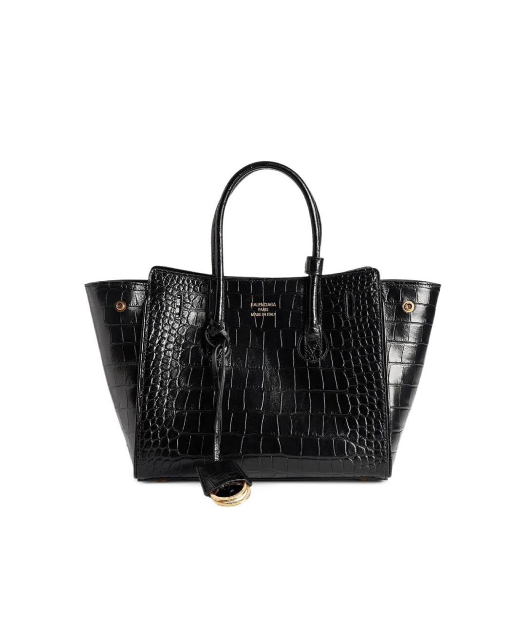 BALENCIAGA Черная кожаная сумка тоут, фото 5