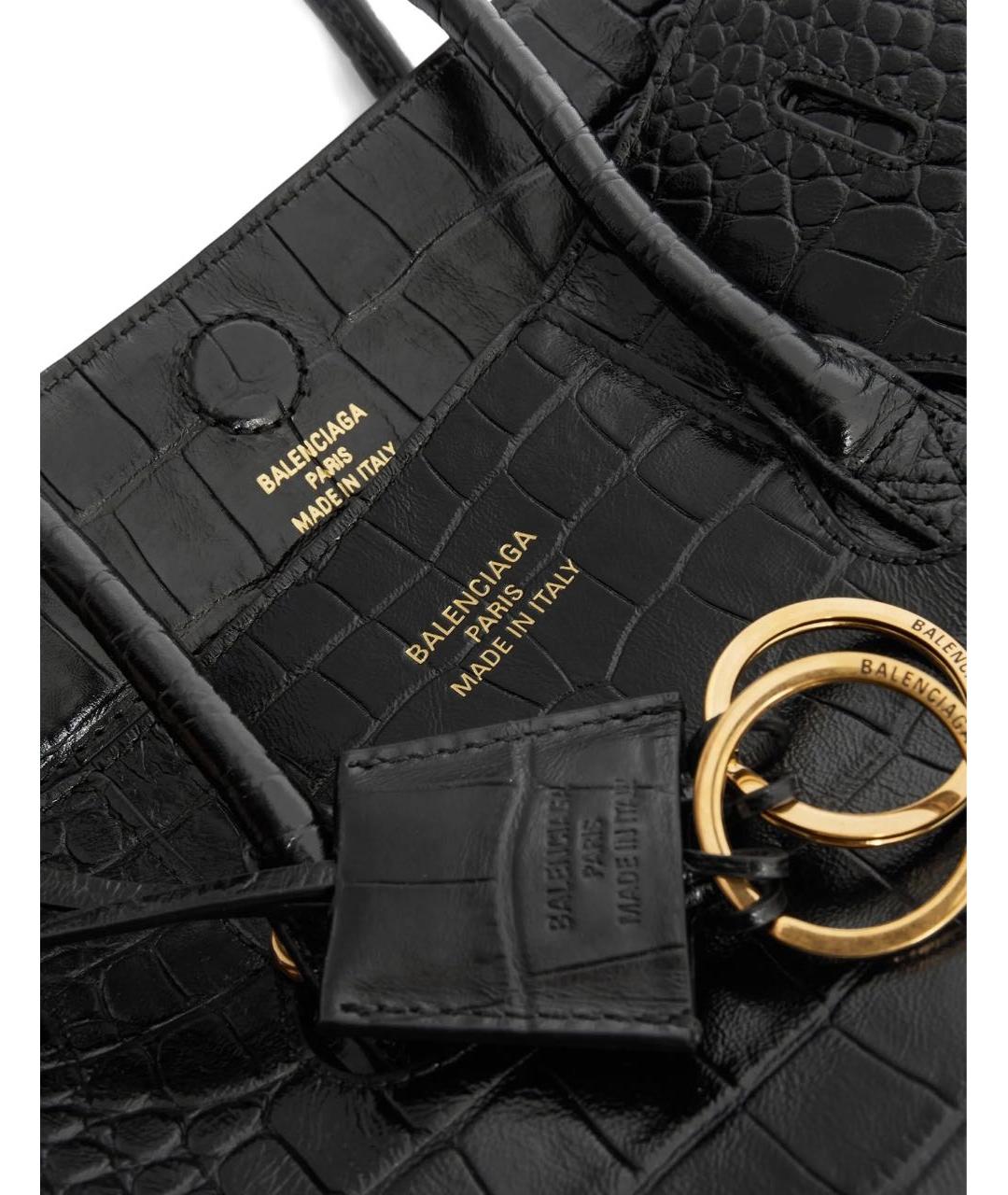 BALENCIAGA Черная кожаная сумка тоут, фото 4