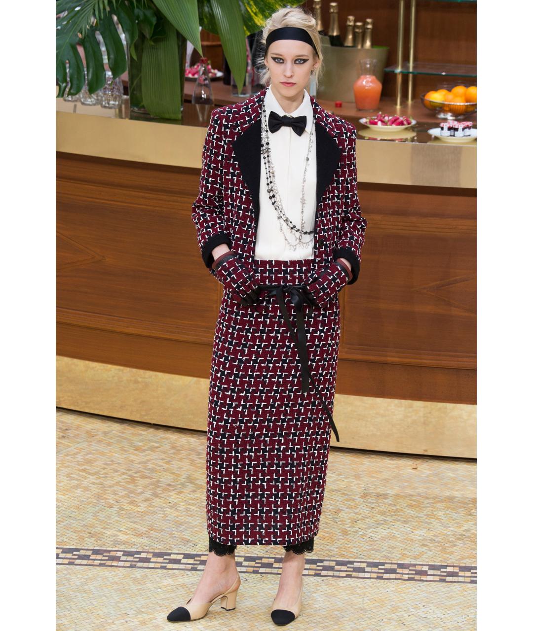 CHANEL Бордовый твидовый жакет/пиджак, фото 2