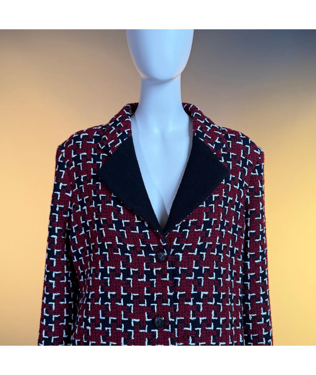 CHANEL Бордовый твидовый жакет/пиджак, фото 4