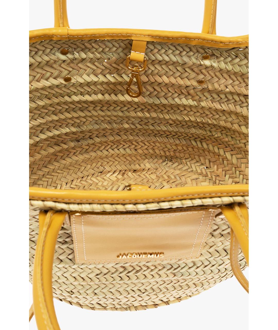 JACQUEMUS Бежевая пелетеная пляжная сумка, фото 3