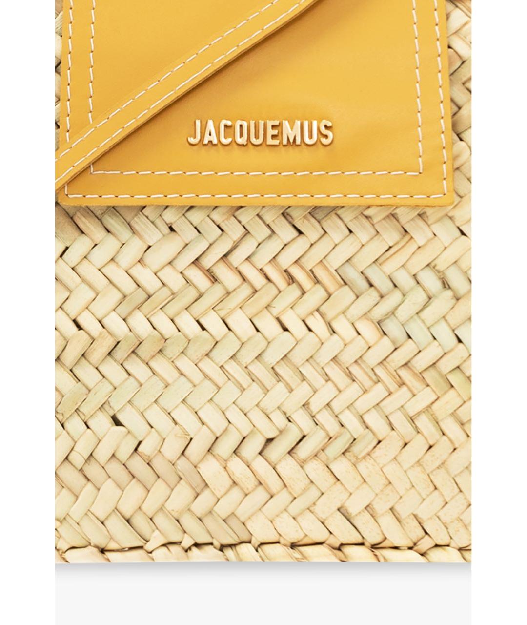 JACQUEMUS Бежевая пелетеная пляжная сумка, фото 4
