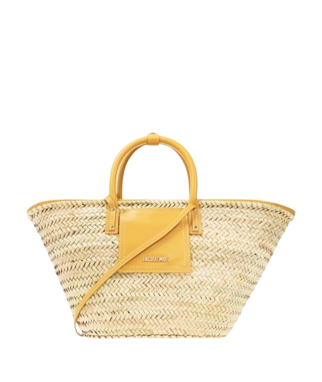 JACQUEMUS Бежевая пелетеная пляжная сумка, фото 1