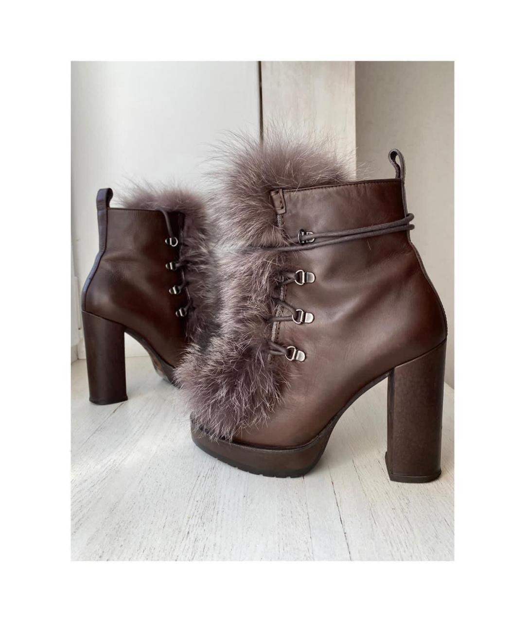 BRUNELLO CUCINELLI Коричневые кожаные ботильоны, фото 3