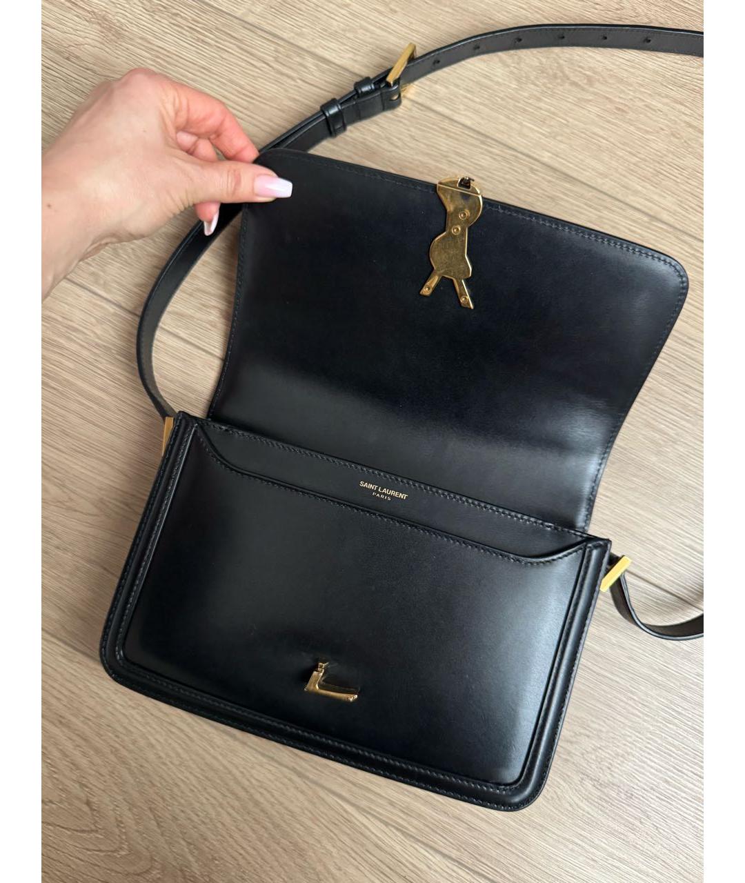 SAINT LAURENT Черная кожаная сумка через плечо, фото 5