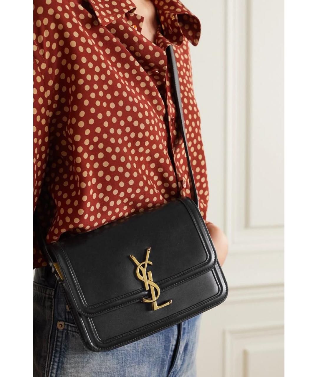 SAINT LAURENT Черная кожаная сумка через плечо, фото 8