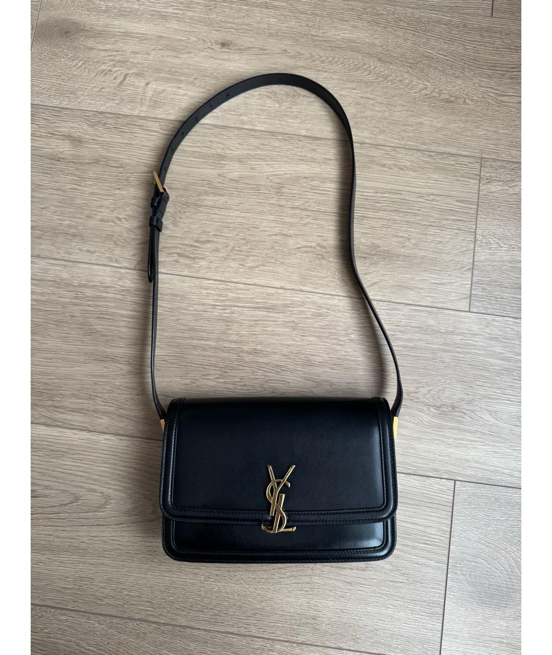 SAINT LAURENT Черная кожаная сумка через плечо, фото 2