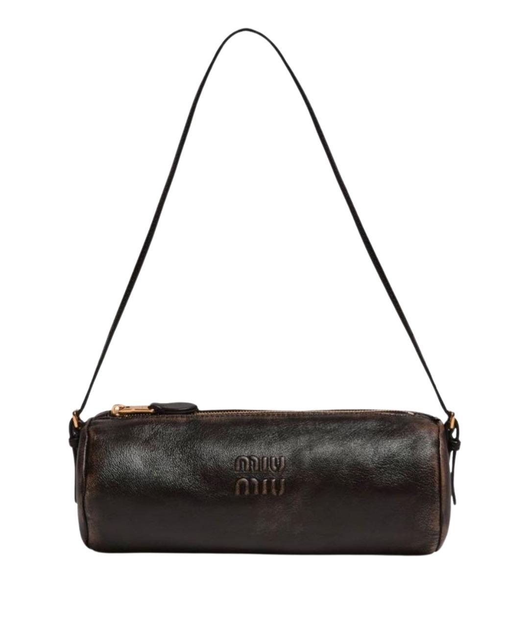 MIU MIU Коричневая кожаная сумка с короткими ручками, фото 1