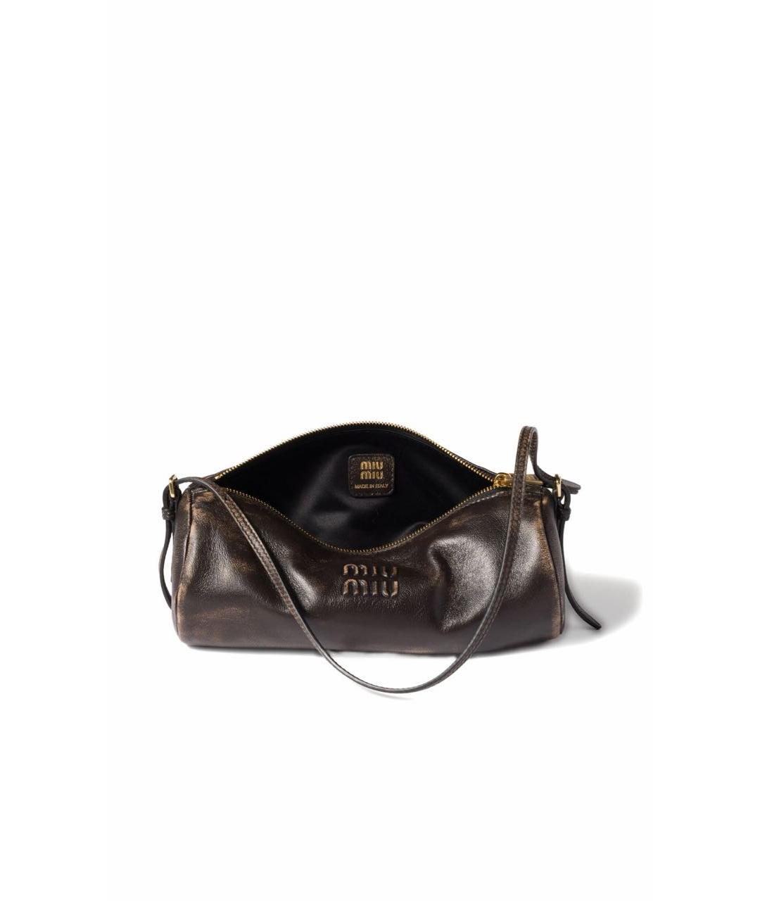 MIU MIU Коричневая кожаная сумка с короткими ручками, фото 4