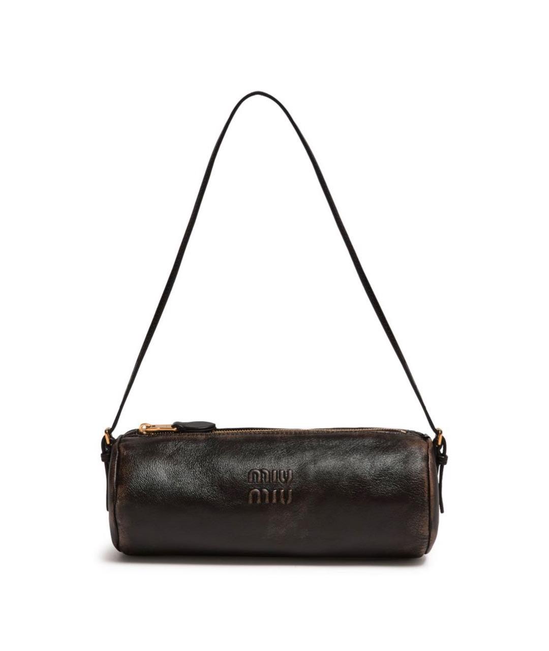 MIU MIU Коричневая кожаная сумка с короткими ручками, фото 5